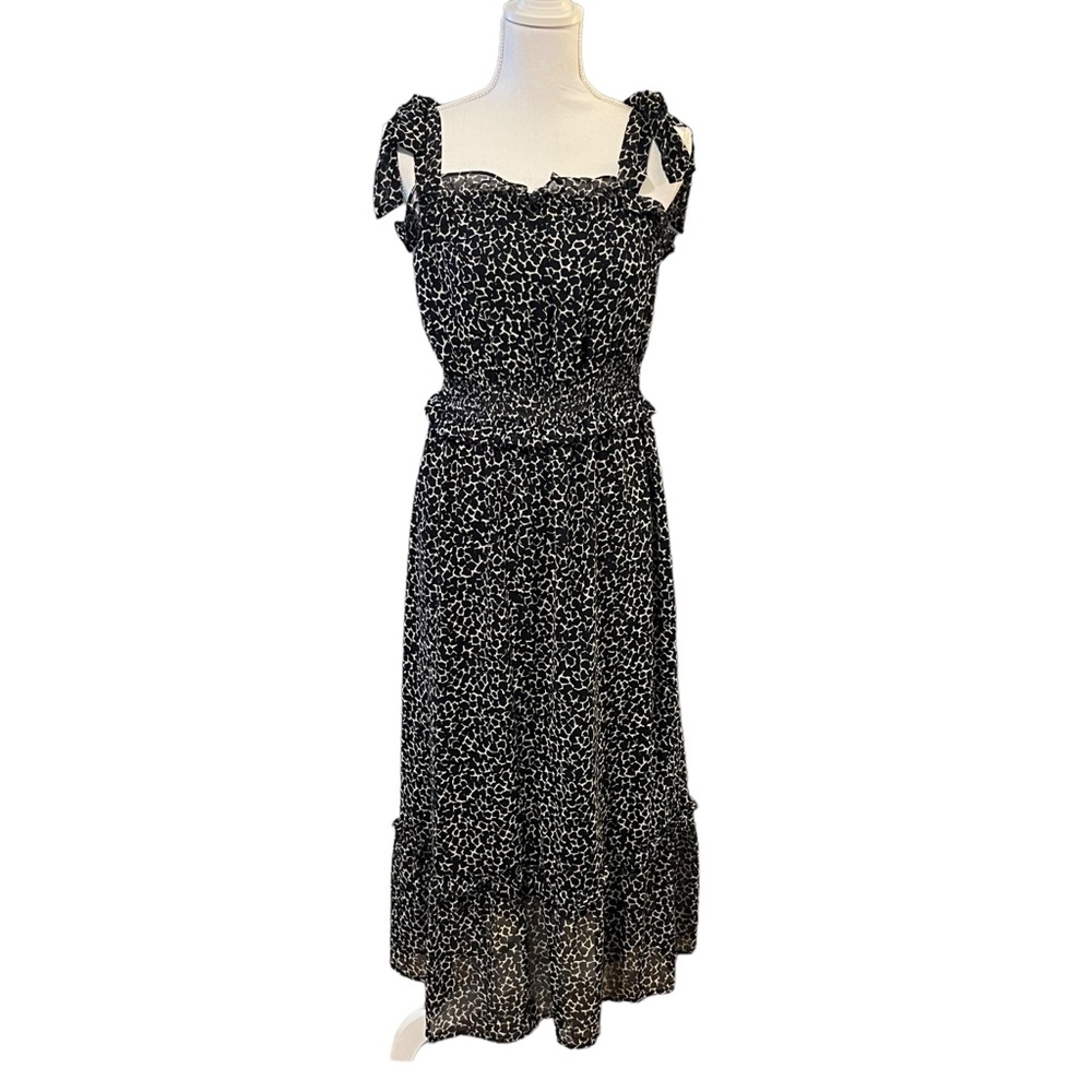Who What Wear Animal Print Maxi Dress Tie Shoulder SMALL Y2K Cottagecore Flowy